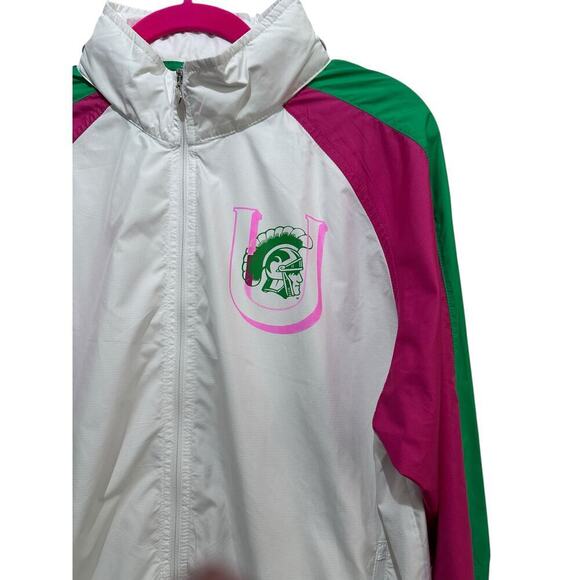 Nike Women's White Pink USC Trojans Full Zip Wind Breaker Jacket Size Large - Picture 6 of 7